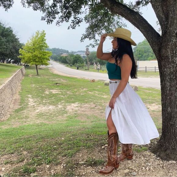 White linen maxi skirt - Picture 3 of 7